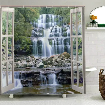 3D Tlač Sprchový Záves Tolofofo Padá Raj Závesy pre Kúpeľňa Nepremokavé Krajiny Vodopád Vaňa Opony