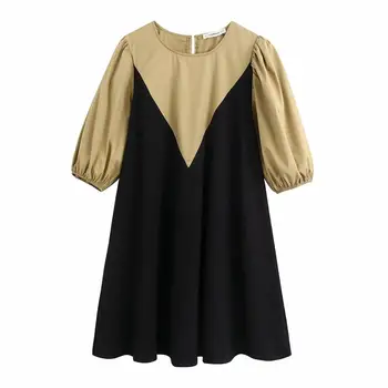 2020 Ženy Elegantný Módy Paletu Mini Šaty Vintage O Krk Lístkového Rukáv Šaty Žena Bežné Vestidos Mujer