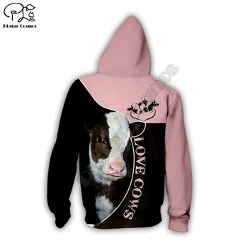 Láska kravy legrační zviera 3d celého Vytlačené Unisex hoodies Harajuku Módne Bežné Mikina s Kapucňou na zips hoodies ženy, pre mužov