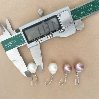 Príroda sladkovodné pearl náušnice s 925 strieborný háčik,AA prírody baroková Perla č opraviť,11-12 mm veľký barokový pearl náušnice