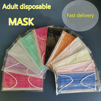 50pcs Jednorazové Sám Čiernu Masku na Tvár Nezávislé Obal 3-vrstvová Filter Non-tkané Priedušná Multicolor Dospelých Úst Masky