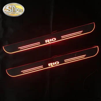SNCN 4PCS Auto LED Dvere, Parapetné Pre Kia Rio K2 2016 2017 2018 Ultra-tenké Akryl Dynamické LED Vitajte Svetlo Šúchať Doska Pedál