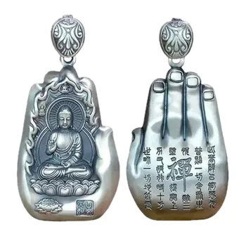 BOCAI S999 čistého striebra Muž a Žena Náhrdelník natal Buddha prívesok amulety 12 zverokruhu osem patróna svätých sútra srdca náhrdelník