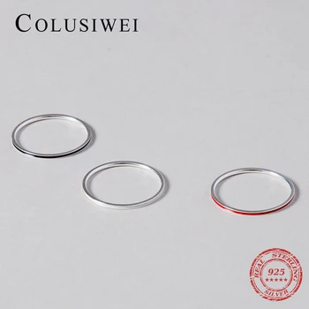 Colusiwei Nový Štýl 925 Sterling Silver Smalt Kúzlo Jednoduché Prst Krúžky, 3 Farebné Módne Šperky Pre Ženy Strany Strieborný Prsteň