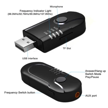OSEVPORF Bluetooth 4.1 Prijímač Vysielač Auto FM Modulátor Čítačka Kariet USB Bezdrôtovej Audio Adaptér Pre Auto AUX Audio Prehrávač