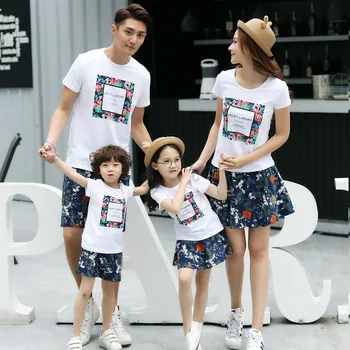 Veľkoobchod bavlna kórejský Family pack lete roku 2019 nový krátky rukáv t-shirts vyhovovali matka, otec, dieťa topy