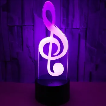 3D lampa Hudobné Poznámka: Visual Svetlo LED, 3D Nočné Svetlo 7 Farieb Zmeniť Tvorivé Nočná Lampa pre Deti Spálňa Domova Vianočný Darček