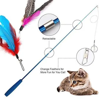 Interaktívne Mačka Pierko Hračka Pierko Teaser Stick Prútik Pet Zdvíhateľnej Pierko Bell Náplň Nahradenie Catcher Produkt pre Mačiatka
