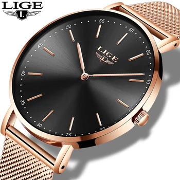 Relogio Feminino 2021 LIGE Jednoduché Ultra tenké Ženy Hodinky Top Značky Luxusné Dámske Náramkové hodinky Bežné Ikony Všetky Ocele, Quartz Hodiny
