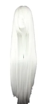 Fei-Zobraziť Biela Parochňa 100 CM/40 Palcov Dlhý Hairpiece Tepelne Odolných Syntetických Vlákien Vlasy Salon Strany Cartoon Cosplay Rovné Vlasy