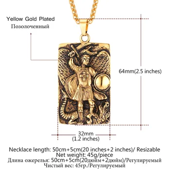 Kpop Saint Michael Archangl Prívesok Zlatý Náhrdelník/Ocele/Čierna Farba, Veľkoobchod Trendy Nehrdzavejúcej Ocele, Šperky, Náhrdelníky P2571