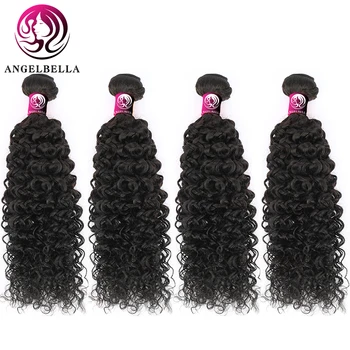 Angelbella Kučeravé Ľudské Vlasy Zväzky Remy Ľudské Vlasy Brazílsky Vlasy Väzbe Zväzky Prírodné Čierne Ľudské Vlasy Zväzky Rozšírenie