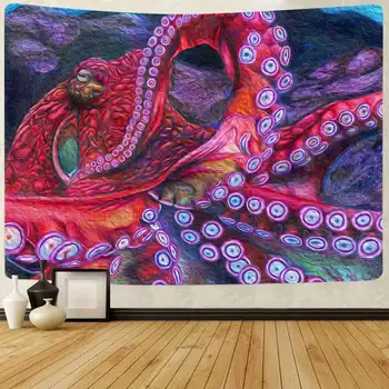 Simsant Octopus Gobelín Mandala Morského Života Japonskom Štýle Art Stene Visí Tapisérie pre Obývacia Izba Domov Koľaji Dekor