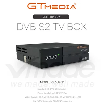 GTMedia V9 Super DVB S2 Satelitný Prijímač DVB-S2 H. 265 Vstavaný WiFi pre Španielsko Európe Od Freesat V8 Super Receptor TV Tuner