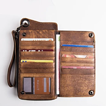 AETOO Ručné vintage cowhide Dlho, peňaženky, pánske, dĺžka veľkú kapacitu na zips mobilný telefón taška