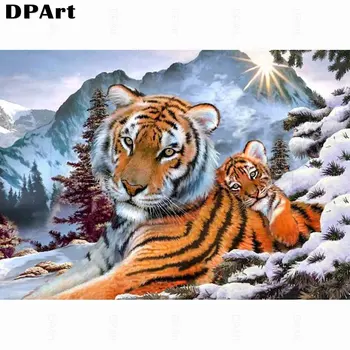 Daimond Maľby Plné Námestie 5D/ Kolo Vŕtať Zvierat Tiger Matka a Syn Diamond Výšivky Drahokamu Crystal Cross Stitch M120