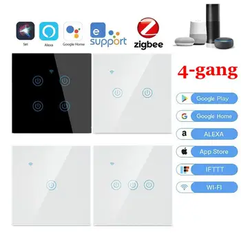 Ewelink zigbee smart switch 4-gang univerzálny spínač istič modul dotykový panel EÚ 1/2/3/4gang prepínač kompatibilné alexa google