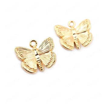 (33558)10PCS 11*10 MM 24K Gold Farbe Mosadze Motýľ Charms Prívesky Vysokej Kvality Diy Šperky Zistenia Príslušenstvo veľkoobchod