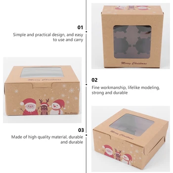 6Pcs Vianočné Cupcake Box Pečenie Dezert Balenie Box Darček Holding Prípade Otvorte Okno Vajcia Koláč Box Dovezené Kraft Darčekové Papierové Krabice