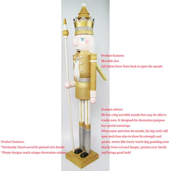 CDL 4feet/120 cm/4 ft/4foot Život veľkosti large/Giant Gold Glitter Vianočné Drevené baletu luskáčik King & Vojak Ornament Bábika K29