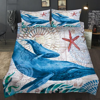 WAZIR Tichom Série Sea Turtle Seahorse Delfíny 3D posteľná bielizeň Nastaviť Cumlík posteľná bielizeň Sady Octopus Obliečky Posteľná Bielizeň NÁS AU, UK Veľkosť
