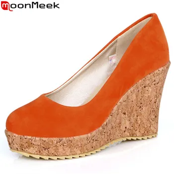 MoonMeek 2020 hot predaj nových prichádzajú ženy čerpadlá módne plytké farbou jar jeseň kliny topánky jednoduché, pohodlné