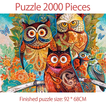 Puzzle 2000 Kusov Dospelých Puzzle Sova Rodiny Farebné Abstraktné Maľby Puzzle pre Deti, Vzdelávacie Hračka Darček puzzle 2000