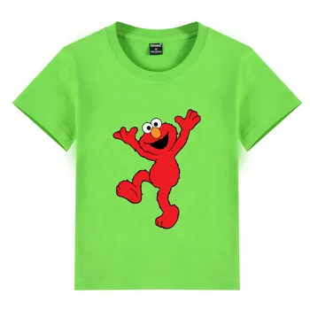 2020 letné módy roztomilý elmo Tlač Funny T shirt Dieťa Dievčatá Cartoon Letné Topy Deti Veľký Ležérne Oblečenie