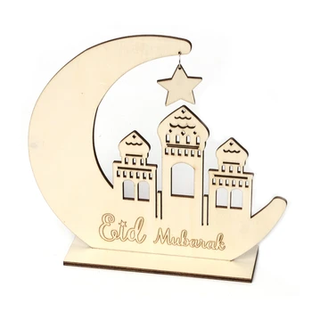 PATIMATE Drevený Prívesok EID Mubarak Ramadánu Dekorácie Pre Domov Kareem Ramadánu A Eid Dekor Eid AL Adha Islamskej Moslimských Dekor