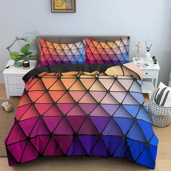 3D Rainbow Farebné Vytlačené Cumlík posteľná bielizeň Sady Moderné Geometrické Polyester Deka Perinu Pre Spálňa Decor