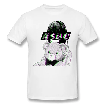 T-Shirt pre Mužov DEPRESIE JAPONSKÉ ANIME ESTETICKÉ Bavlna Serail Experimenty Ležalo Sad T Shirt 6XL Zábavné Plus Veľkosť Oblečenie