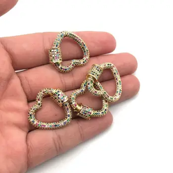 Peixin nové DIY farebné broskyňa srdce luxusné zirkón ručné špirála pracky prívesok výrobu vysoko príslušenstvo šperky