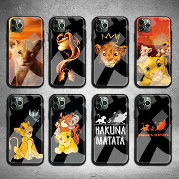 Hakuna Matata Lion King Simba Telefón Prípade Tvrdeného Skla Pre iPhone 12 11 Pro Max Mini XR XS MAX 8 X 7 6 6 Plus SE 2020 kryt