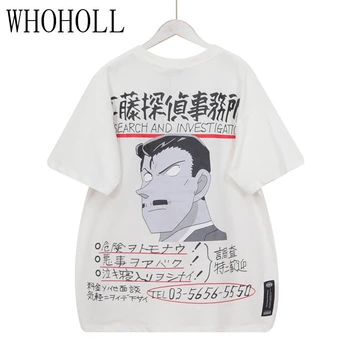 Hip Hop, Street Bf Harajuku T-shirts Detective Conan Mouri Kogorou Tlač-Krátke rukávy T-shirt dámske Voľné Biele Šaty Hore