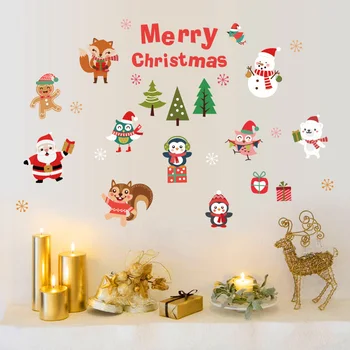 Malé zviera veselé vianoce Stenu, Nálepky Dovolenku strany pozadí domáce dekorácie nástenná maľba Obtlačky tapety Sklo okna nálepky