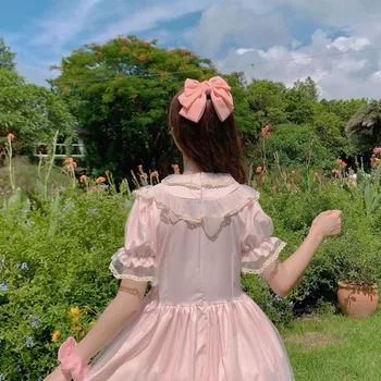 Japonský Mäkké Sestra Sladké Lolita Dievča Šaty Denné Big Swing Víla Šaty Letné Ženy 2020 Princezná Čipky Luk Tea Party Šaty