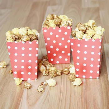 (7x5x11.5cm)Ružová Bodka papier popcorn box svadby, narodeniny, party snack box dievčatá prospech ružová popcorn box deti strany popcorn box
