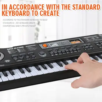 61 Klávesov Elektronický Keyboard, Klavír LED Prenosné Hudobné Hračky s Mikrofónom Vzdelávacie Electone pre Deti