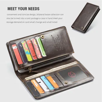 CaseMe Univerzálny Telefón Taška pre OPPO R11 R17 Multi-Funkčný Zips Peňaženku Stáť Karta puzdro pre iPhone X Xr XsMax 6 6 7 8 plus