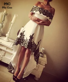 2019 Večerné Šaty vestidos de fiesta Dubaj Arbaic Vysoká Nízka Dlho Loď Krku Večer Sprievod Šaty S Čiernou Appliques Korálkové