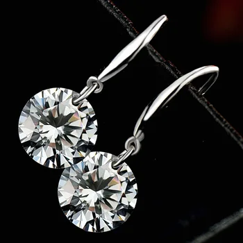 2020 Nový Príchod 925 Pevná Strieborná Klasické Kola Ženy Visieť Náušnice Kórejský Módne Lad Diamond Náušnice Sladké, Jemné Šperky E02