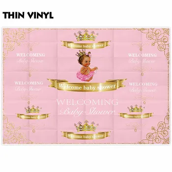 Allenjoy photophone pozadia baby sprcha malá princezná dievča, ružová, zlatá koruna strany prostredí photobooth textílie vinyl