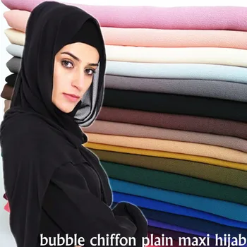 27 Farby Obyčajný Bublina Šifón Maxi Šatkou Dámy Šátek Islam Arabských Hidžáb Farbou Zábaly Šály, Čelenky Foulard Moslimských Sjaal