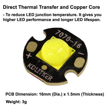 Vysoký Výkon Cree XHP70.2 Biela / Neutrálna Biela / Teplá Biela LED Žiarič s KDLITKER DTP Medi MCPCB (1 ks)