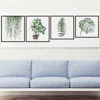 Škandinávsky Štýl Tropických Rastlín, Plagát, Zelené Listy Dekoratívny Obraz Moderné Nástenné Art Obrazy na Obývacia Izba Domova