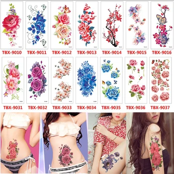 Nový 36 Listov 3D Vodotesné Dočasné Kvety Tetovanie Pre Ženy, Dievča, Body Art Rukáv DIY Nálepky Lesk Tetovanie Krásu Exotickej