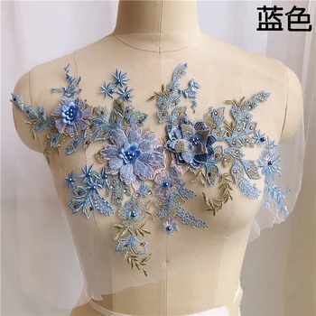 1Pcs 3D Korálkové Kvety Pearl Výšivky Patch Pre Svadbu/Večerné Šaty Oblečenie Šiť Na Škvrny Diy Kvetinová Čipka Tkaniny Nášivka