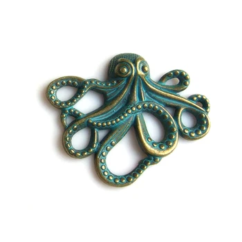 10pcs Antické grécke Bronzová Patina Octopus Charms Prívesky pre Náhrdelník Šperky Zistenia, Takže 35x42mm