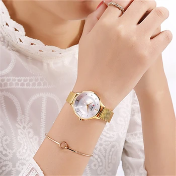 Luxusné Šaty Diamond Quartz Hodinky Ženy Móda Hodiny Nehrdzavejúcej Ocele Oka Dámske Náramkové hodinky Značky CURREN dámske Hodinky 9036