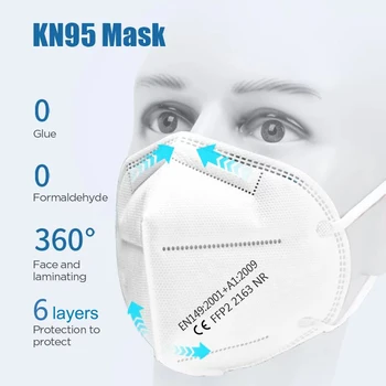 FFP2 Masku, Ochranné KN95 Prachu Masku na Tvár Filter, 6-Vrstvový Úst Masky Kryt Opakovane Prachu Maske Priedušná FFP2mask Rýchlo shiping
